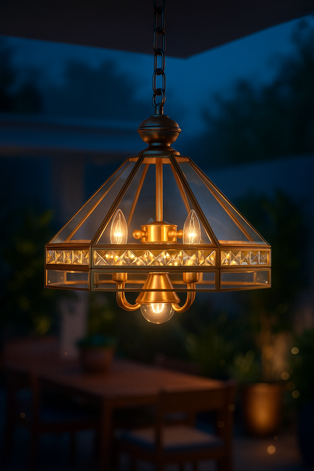 Diamond Hour (Gold, Brass) Hanging Chandelier